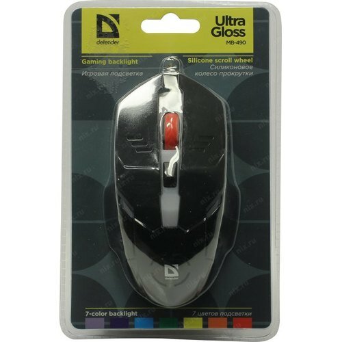Мышь Defender Ultra Gloss MB-490 USB black подсветка