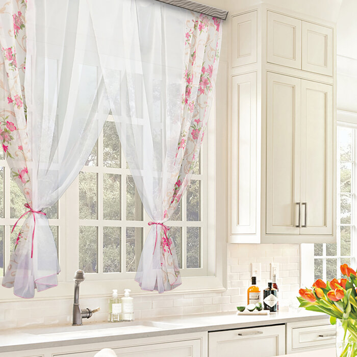 фото Комплект штор для кухни Witerra Акварель 280х160см, красный, пэ100%