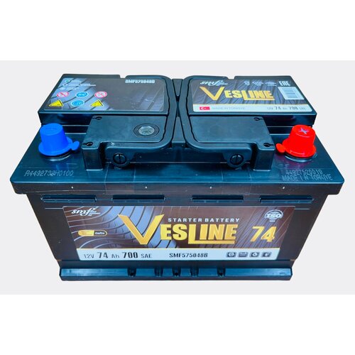 Аккумулятор автомобильный Vesline 74 а/ч 670 A о. п. низкий SMF L3B 278х175х175 75 ач