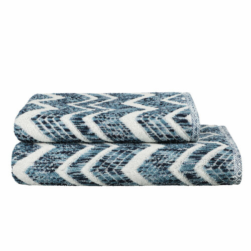 BY COLLECTION Полотенце махровое 70х140см 100 хлопок зигзаг синий белый 2951₽