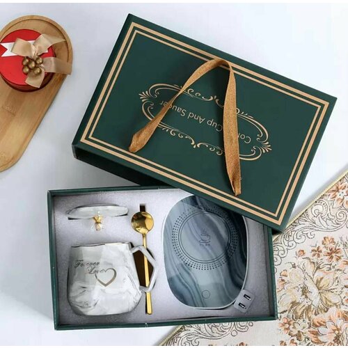 Кружка с подогревом от сети набор подарочный женщине коллеге на 8 марта