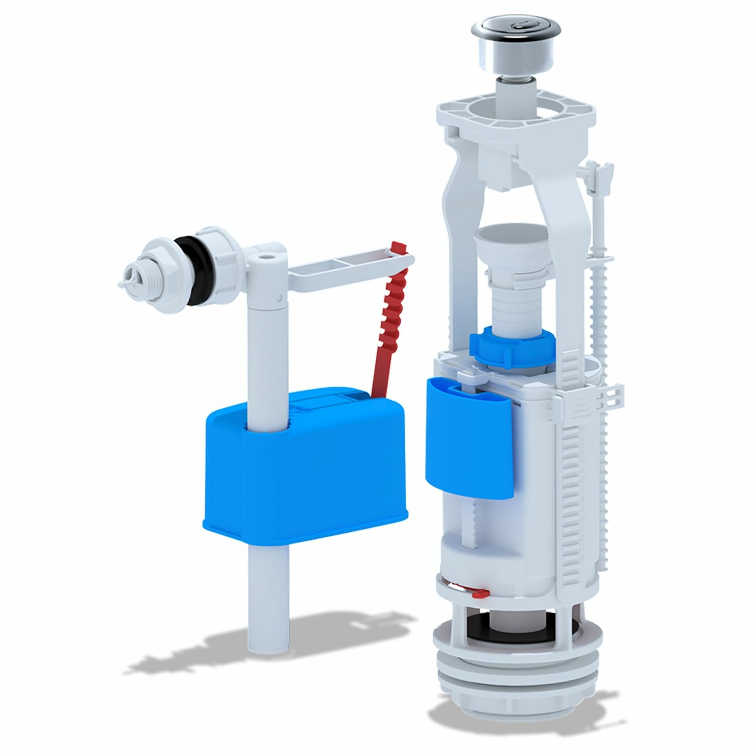 Набор с боковой подводкой Ани Пласт G 1/2", с пластиковым штуцером двойная металлизированная кнопка эконом (WC3050M)
