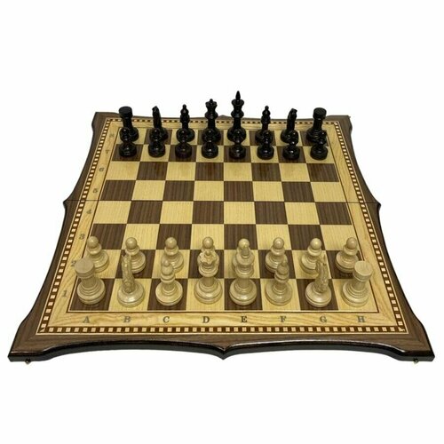 Шахматы подарочные Стаунтон Премиум № 6 Темные, утяжеленные с доской Премиум Элегант, бук, 50х25х5 с