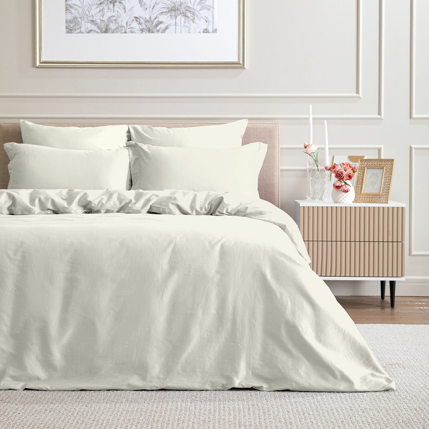 Постельное белье 1,5 спальное Cozy Home, Перкаль, 2 нав. 70х70, Ecru