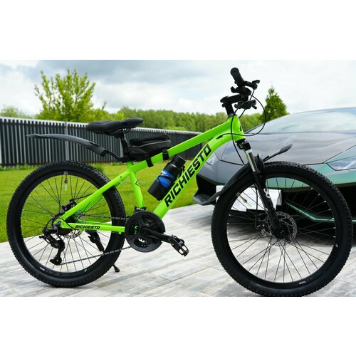 Велосипед RICHIESTO 24 Алюминиевая рама 14 Горный Для детей и подростков Спортивный Универсальный салатовый 2450000₽