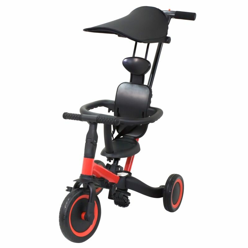 фото Детские велосипеды Rastar R-Wings Детский беговел-велосипед 8в1 с крышей и ручкой, красный - TR008C-RED