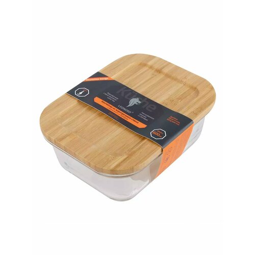 Контейнер для еды стеклянный бежевый, размер 17,5x12,8x5,9 см