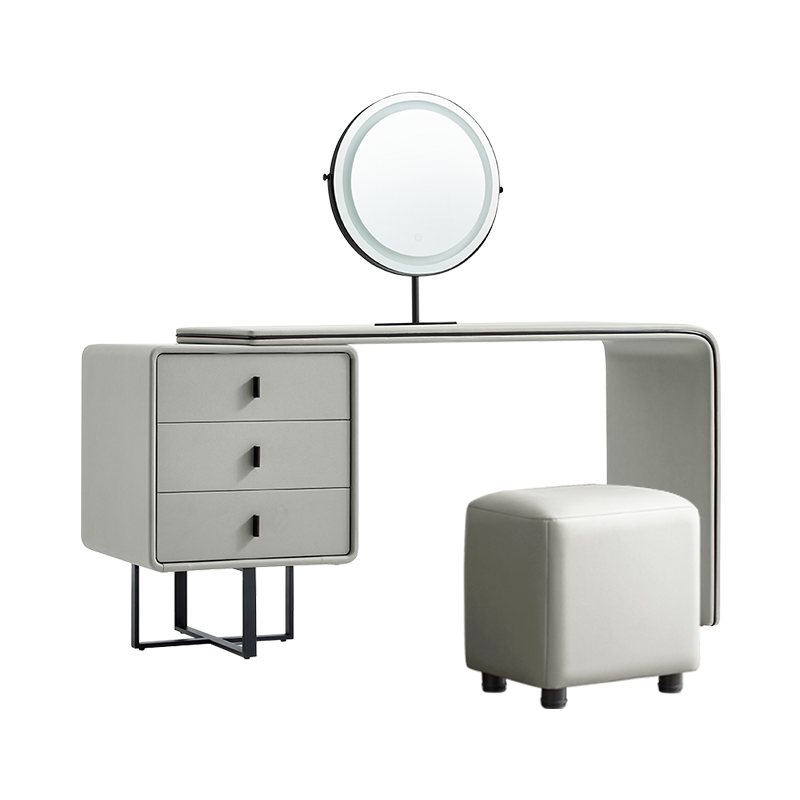 фото Комплект Туалетный столик, зеркало, пуф Xiaomi Linsy Light Luxury Cream Style Makeup Table Mirror 1.3 m Grey (TD008-B + JF 004) (с тремя ящиками)