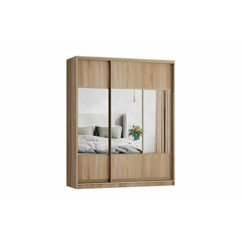 Шкаф-купе Марвин 3 160-45-220 дуб сонома профиль шампань наполнение белье/платье/белье