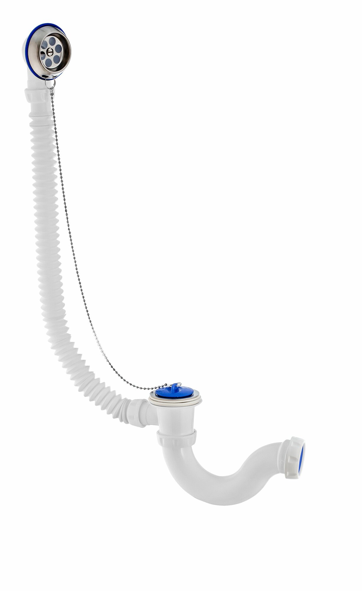 Сифон для ванны с нержавеющей чашкой 70 мм BAU Dream, 1 ", D 40 L500 мм и с пробкой на цепочке