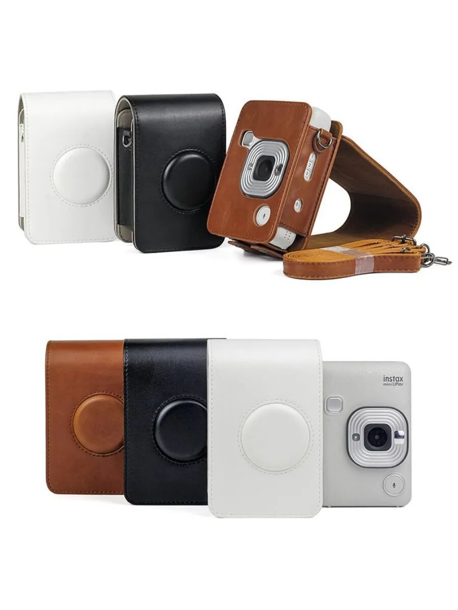 Чехол для Instax mini Liplay из искусственной кожи, ремень, белый — фото 1
