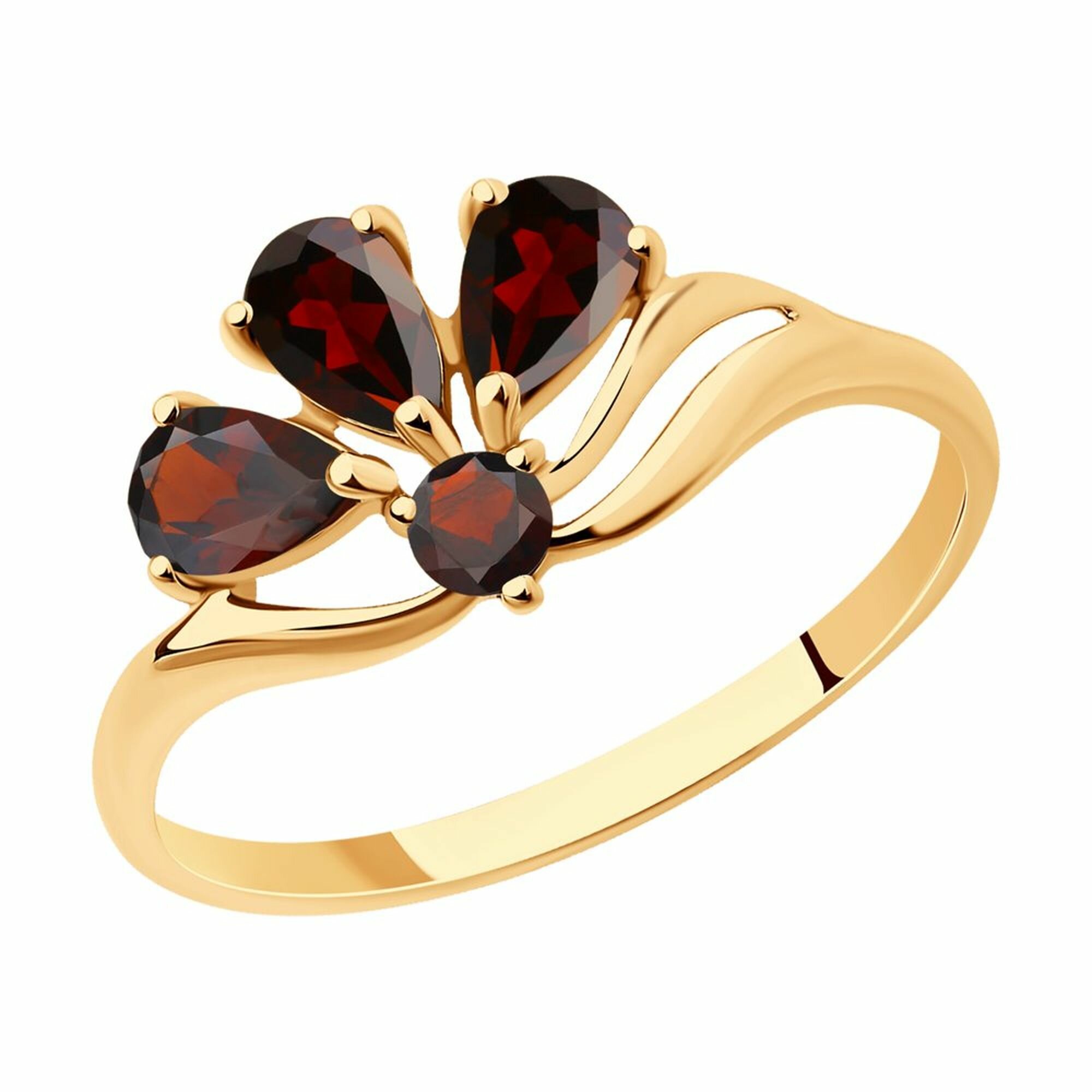 Кольцо Diamant online, красное золото, 585 проба, гранат