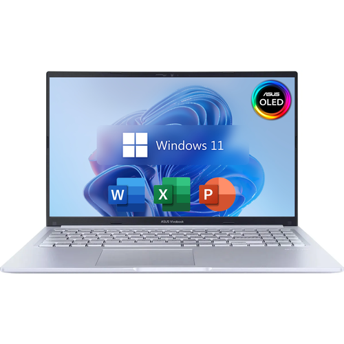 156 Ноутбук ASUS VivoBook 15X OLED 130 sRGB 28K 2880 x 1620 120Гц Intel Core i7-12700H 14 ядер RAM 24 ГБ DDR4 SSD 512 ГБ Intel Iris Xe Graphics Windows 11 Pro Office 2021 Pro Plus Русская раскладка Silver 89990₽