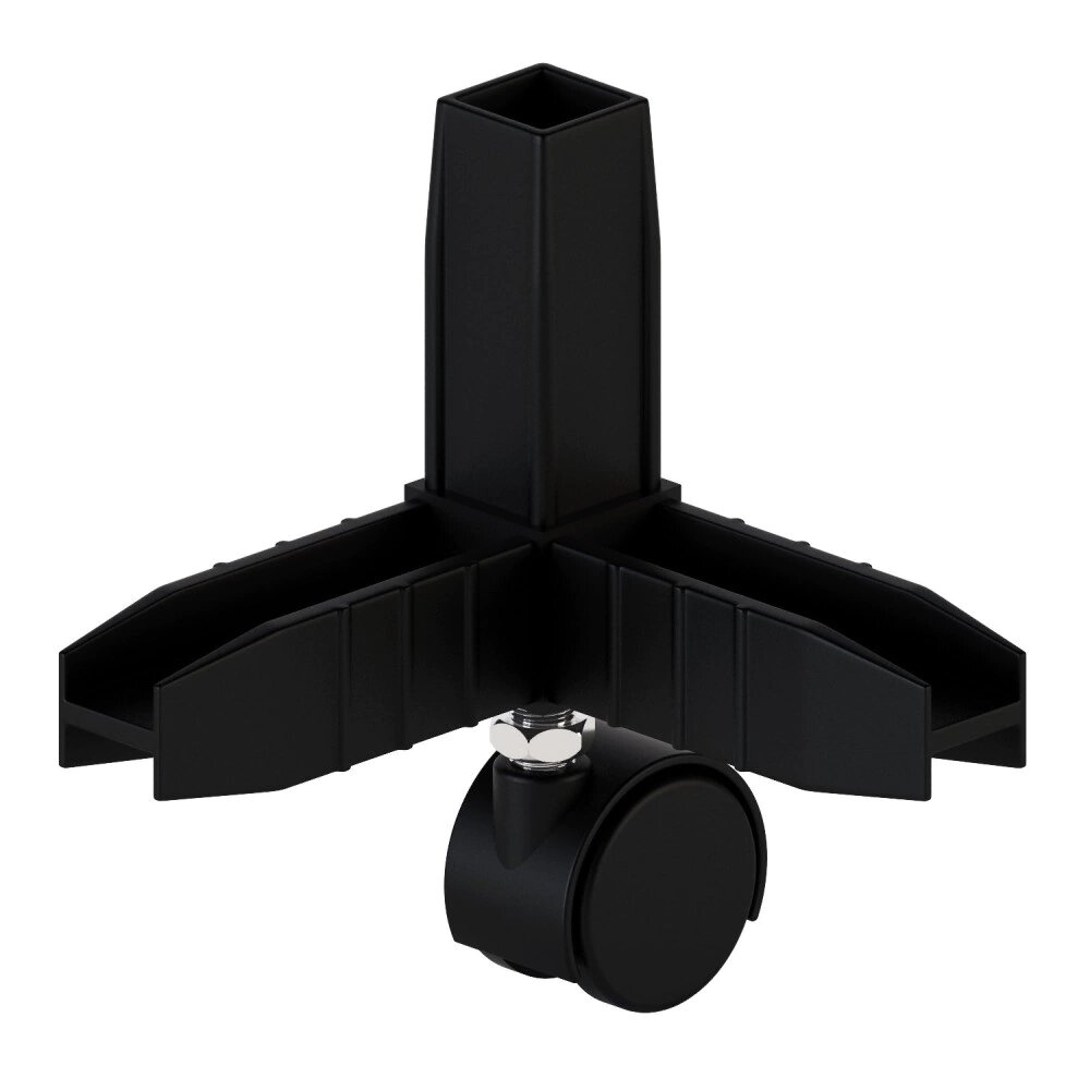 Соединитель для профиля квадратного сечения 3-палый черный с колесной опорой