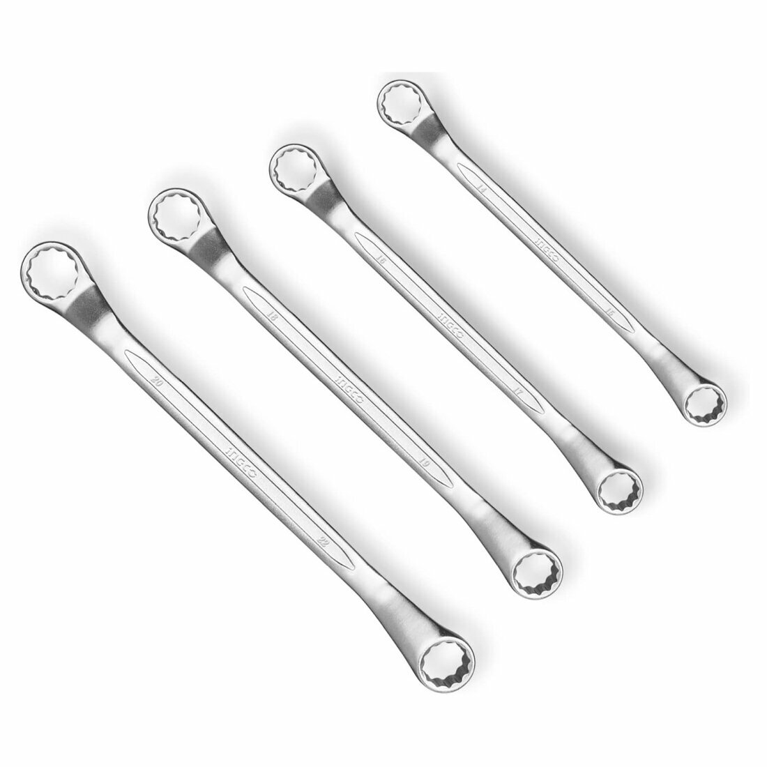 Изображение Набор накидных гаечных ключей изогнутых INGCO INDUSTRIAL HKSPA3088 6-22 мм, 8 предметов