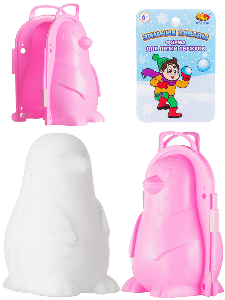 ABtoys Снежколеп Пингвин 3D розовый 16х12х22 см PT-01650/розовый