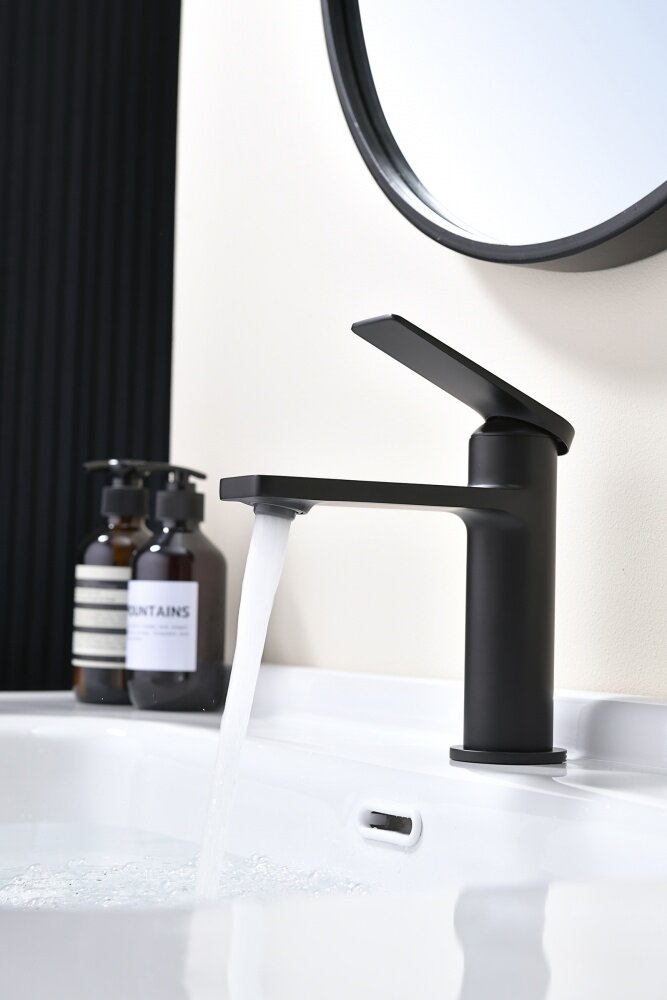 Смеситель для умывальника от бренда Ganzer из латуни, однорычажный GZ07111-C черный