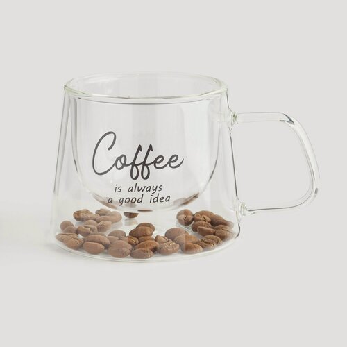 Изображение товара Кружка кофейная, 200 мл, с кофейными зернами внутри, Coffee, Air decor, Kuchenland, стекло