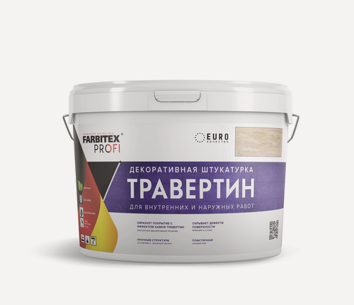 Изображение товара Штукатурка Farbitex Profi 3434831, травертиновая, акриловая, 7кг