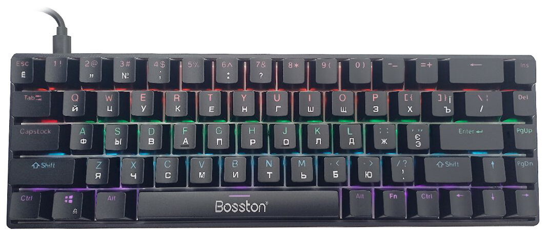 Механическая компьютерная клавиатура (рус. раскладка) Bosston Wired Mechanical Keyboard MK68 Black