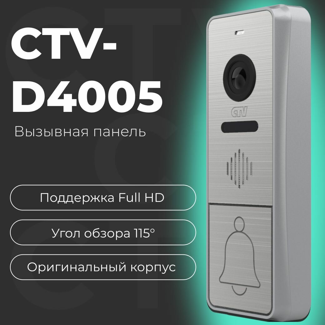 Вызывная панель видеодомофона CTV-D4005 Full HD угол обзора 115 градусов антивандальный корпус мультиформатная
