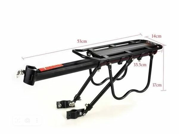 Багажник задн.24-29" алюм , регулируемый по высоте, с прижимной лапкой HS-042 (черный)