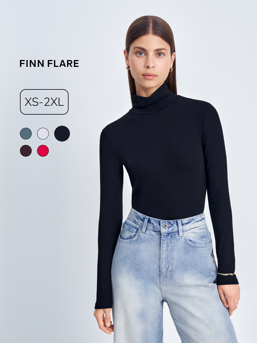 Футболка FINN FLARE лонгслив с длинным рукавом, размер XL(176-100-106), черный