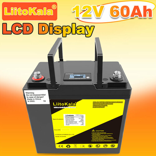 LiitoKala 12V I 128V 60Ah I LifePo4 аккумулятор для кемперов гольф-каров водонепроницаемых багги солнечных батарей 13999₽