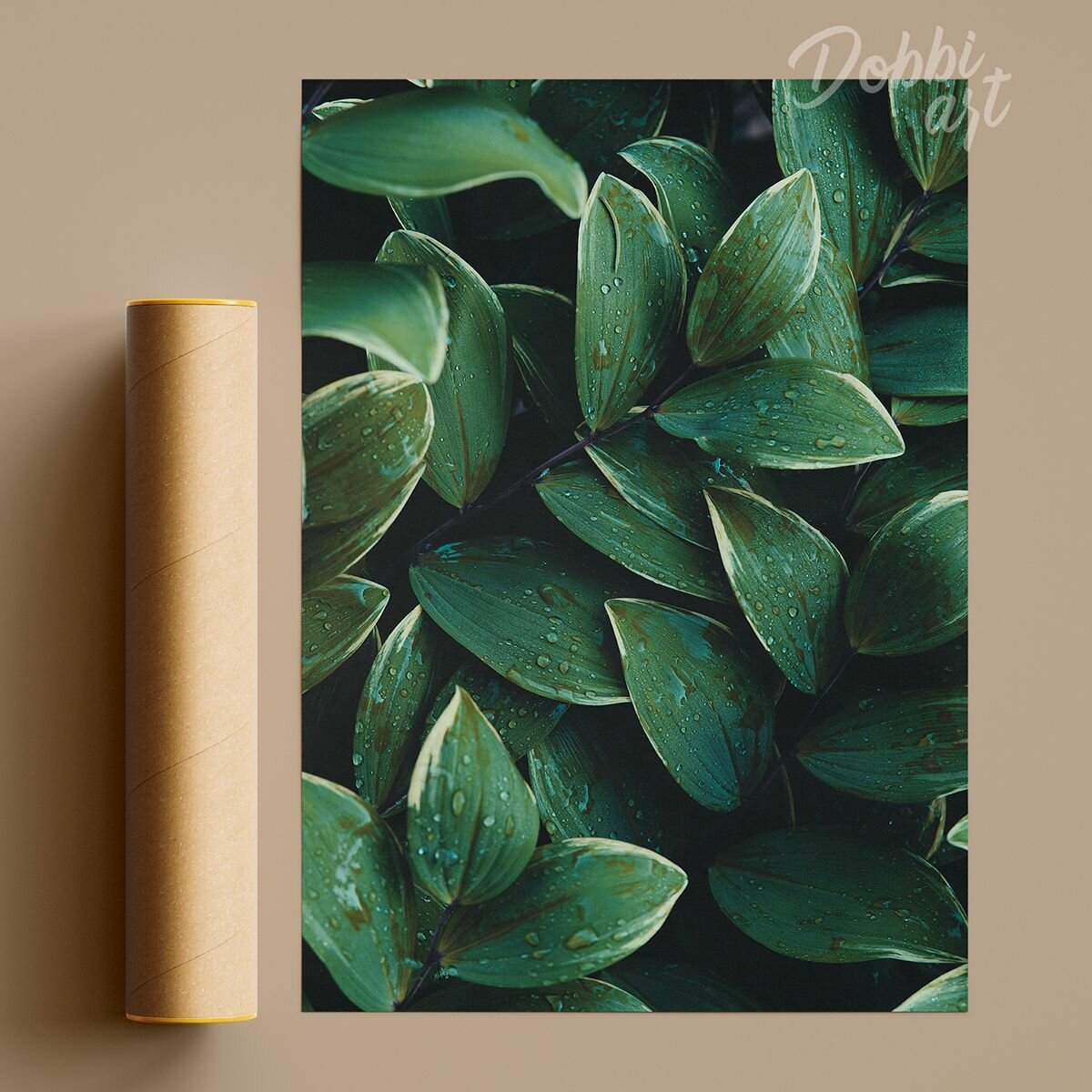 Постер Листья 40х50 см без рамы/ Природа зеленый плакат для интерьера в подарок