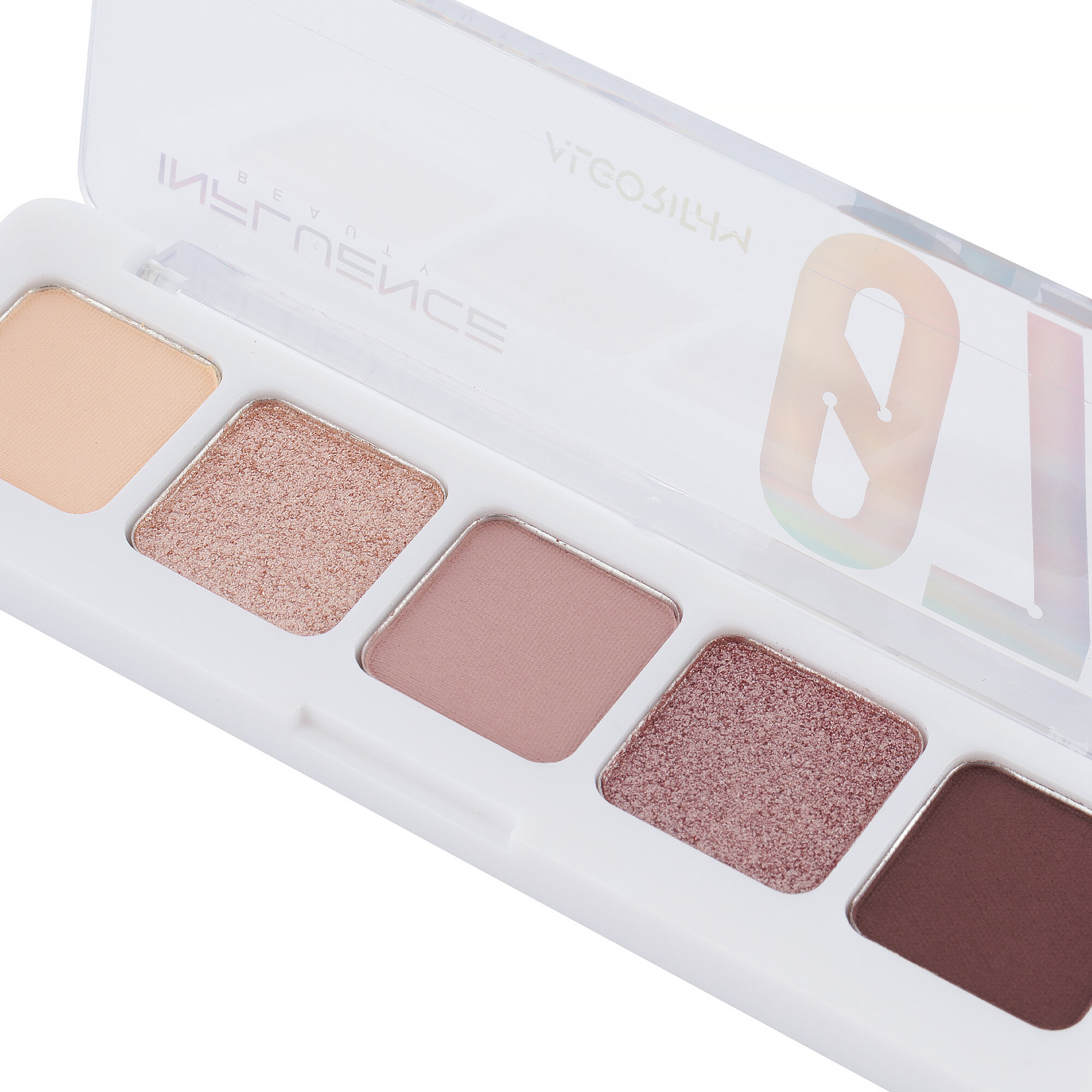 Палетка теней Influence Beauty "Mini", нюдовый и яркий макияж, 5 оттенков, 5 г — фото 1