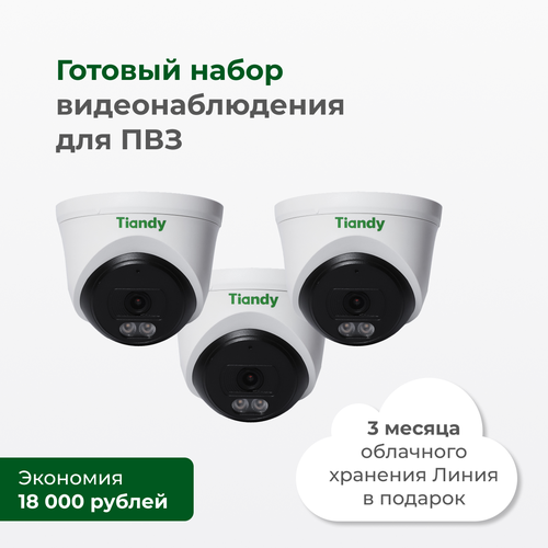 Видеонаблюдение для пунктов выдачи заказов Готовый набор для ПВЗ 3 IP-камеры с облачным хранением архива 3 месяца облака в подарок 13065₽