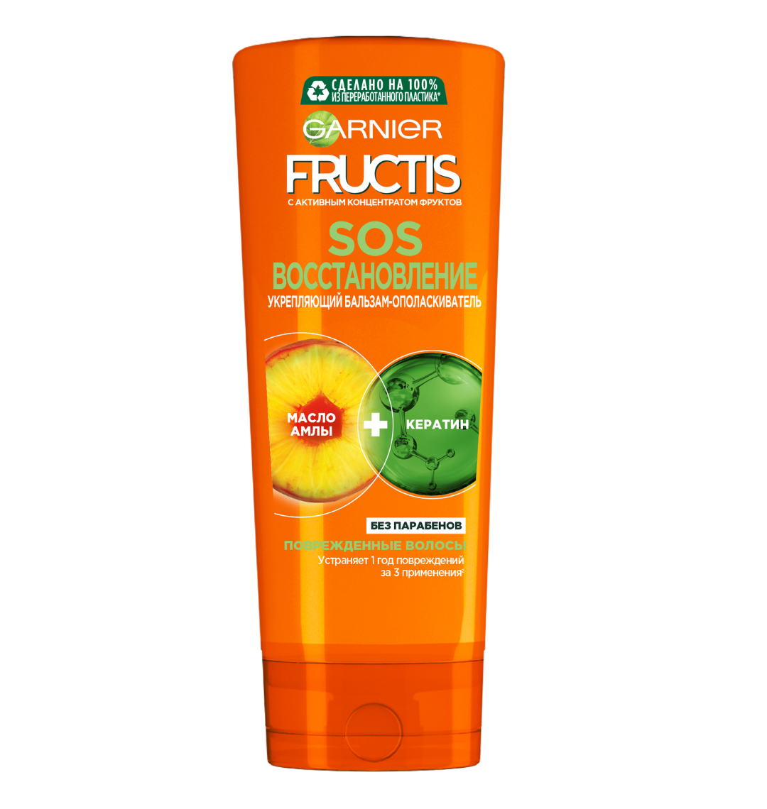 Бальзам-ополаскиватель GARNIER Fructis "SOS-Восстановление", укрепление волос, 387 мл — фото 1