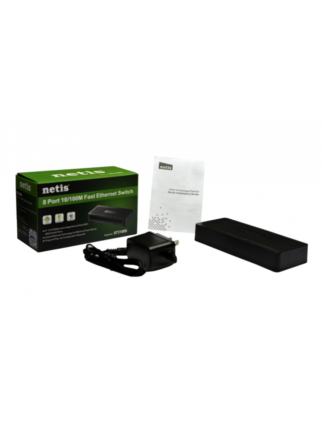 Коммутатор Netis "ST3108S", 8 портов, 100Mbps, PoE, пластиковый корпус — фото 1