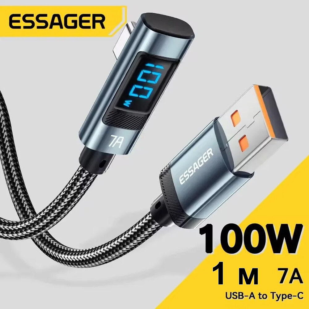 Кабель зарядный Essager USB A - Type-C, 100 Вт, с поддержкой быстрой зарядки, 1 м