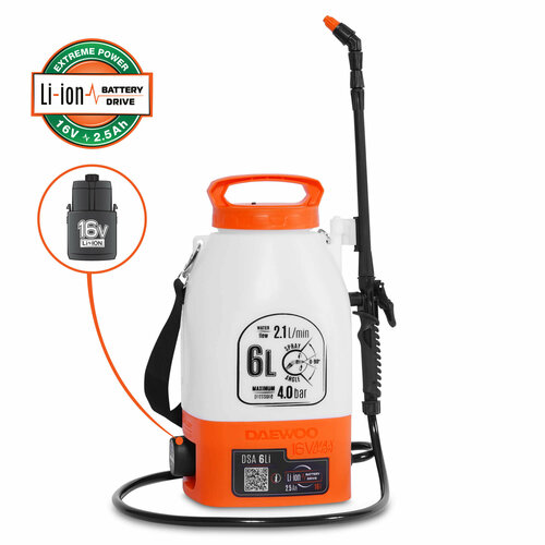 Опрыскиватель аккумуляторный Daewoo DSA 6Li белый, оранжевый