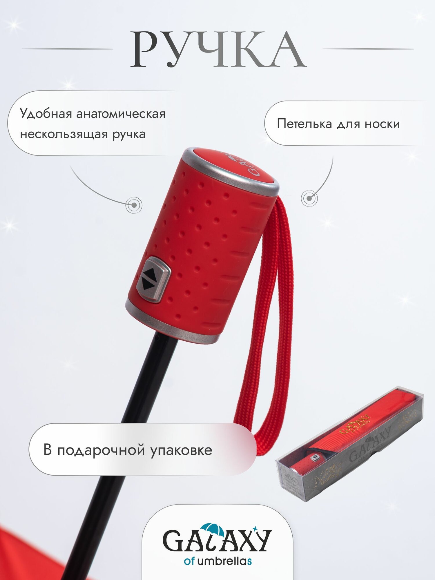 Зонт GALAXY OF UMBRELLAS, красный — фото 1