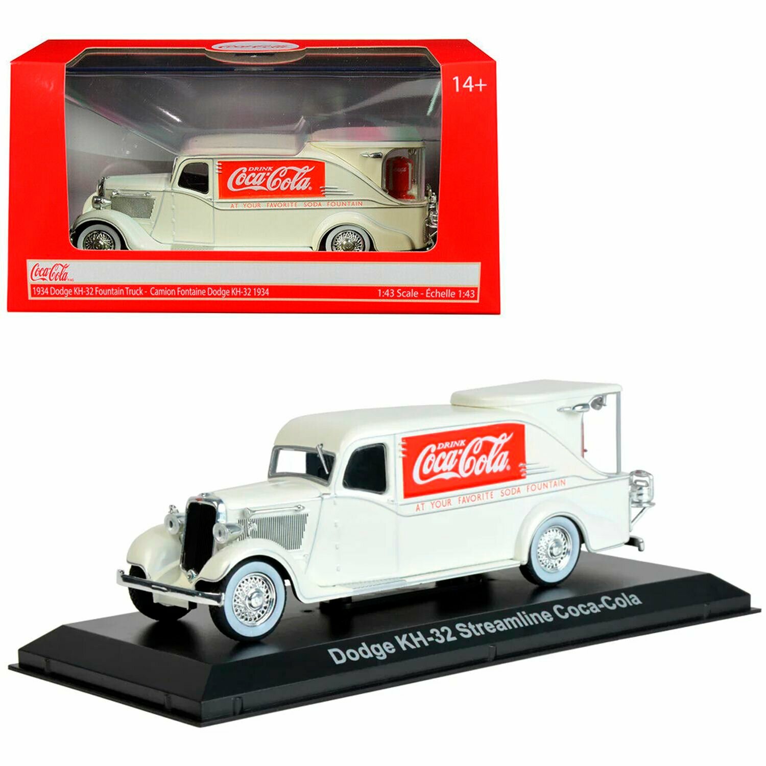 Машинка литая коллекционная Motor City Classics - Die-сast модель по лицензии Coca-Cola 1934 Dodge KH-32 Streamline Coca-Cola, масштаб 1:43, 443934