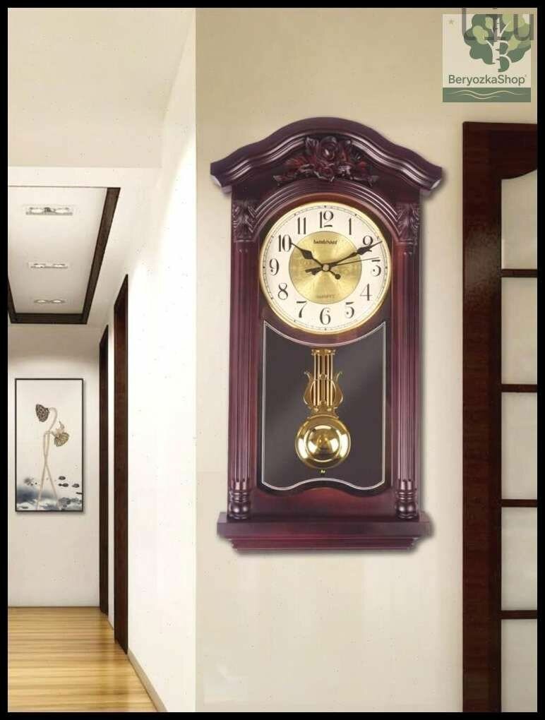 Настенные часы "Деревянные с боем и мелодией, Японский механизм", 50 см х 27 см