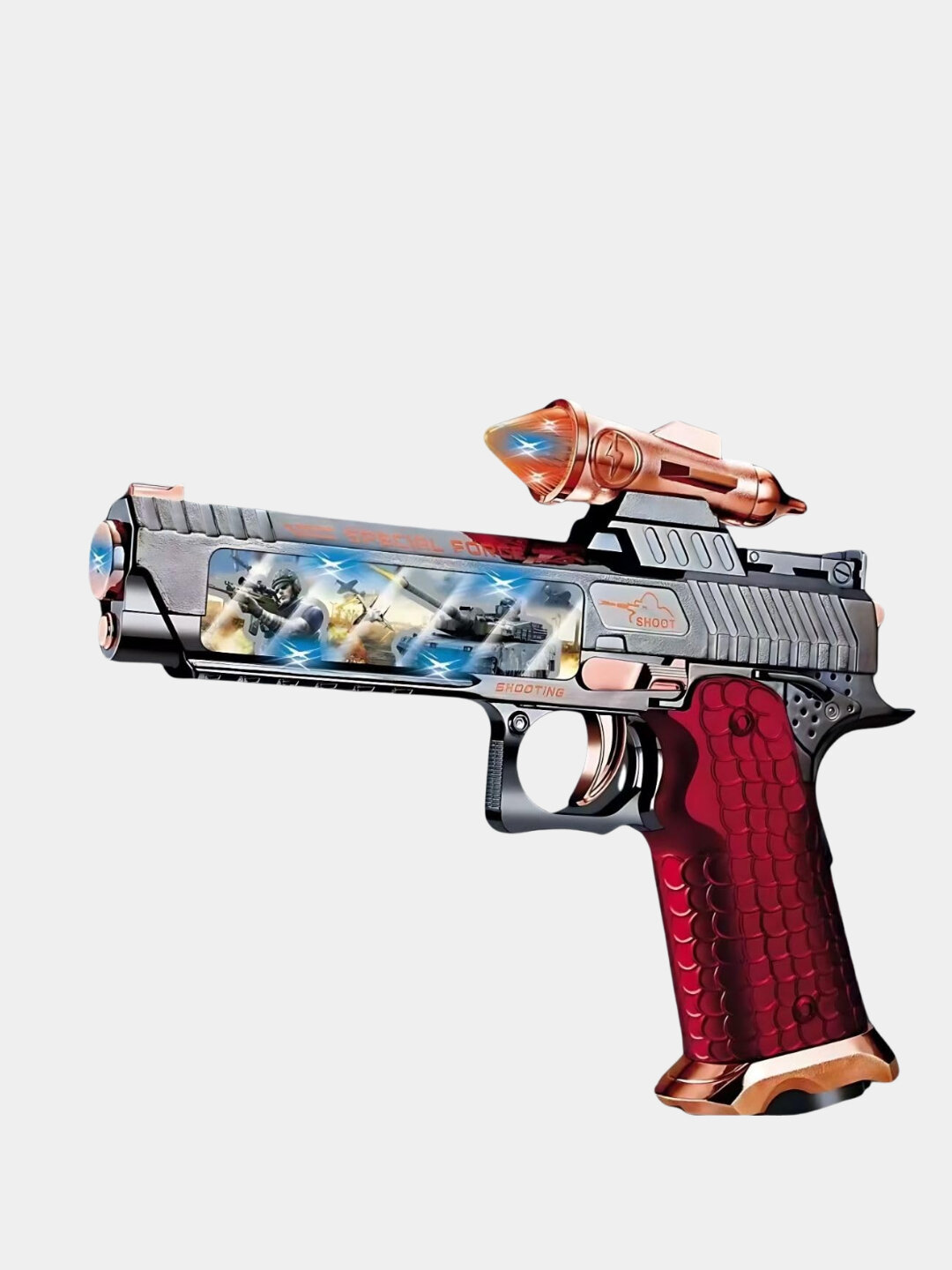 Пистолет детский со светом, звуком, револьвер, пистолет с глушителем, автомат — фото 1