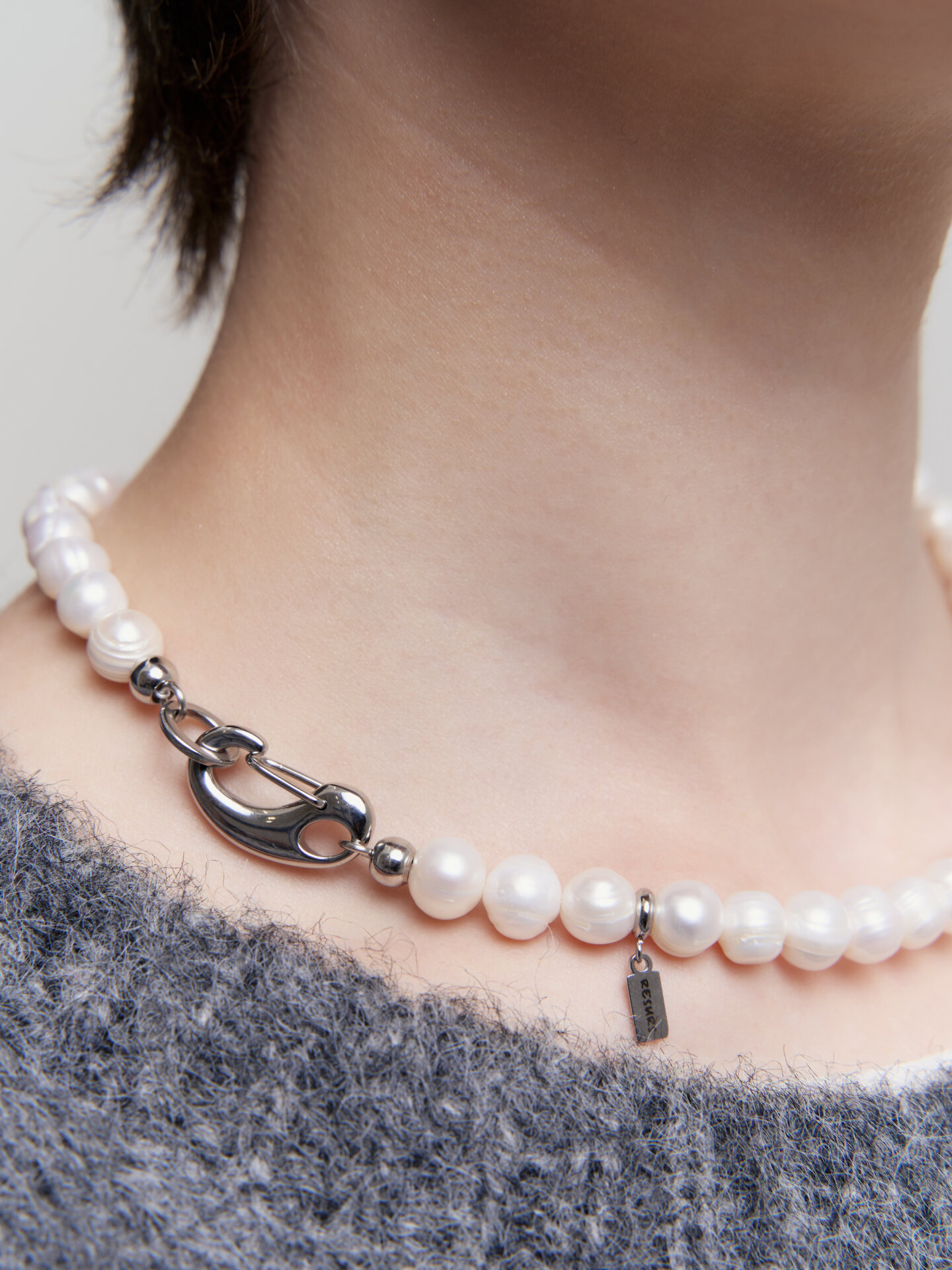 Чокер RESURS, жемчуг пресноводный, длина 41 см, серебряный, белый — фото 1
