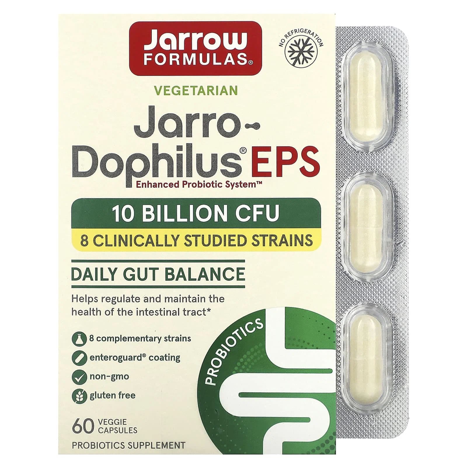 Jarrow Formulas Jarro-Dophilus EPS вег. капс., 5 млрд КОЕ, 100 г, 60 шт., 1 уп.
