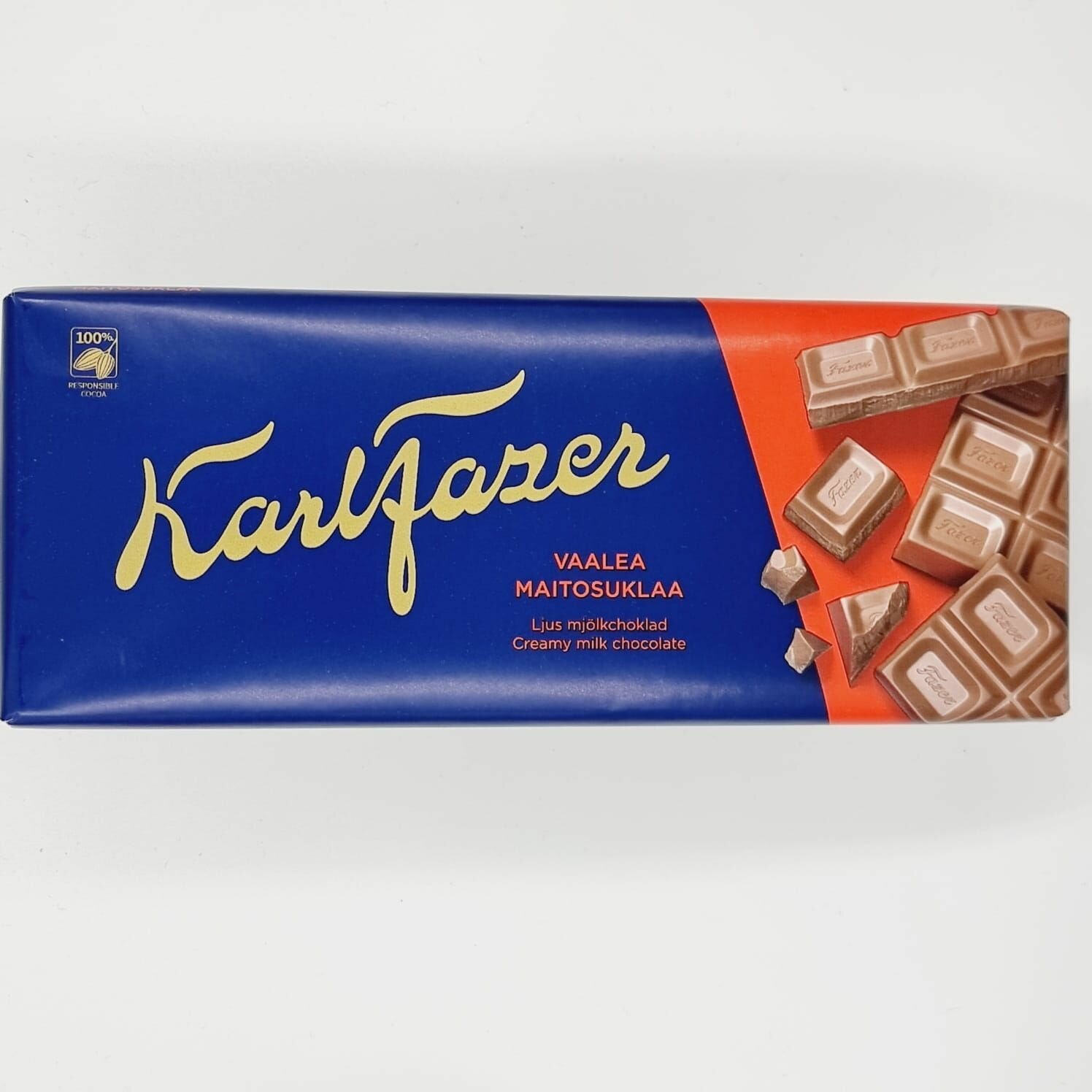 Шоколад молочный Karl Fazer VAALEA MAITOSUKLAA со вкусом ванили 200 г (Финляндия)