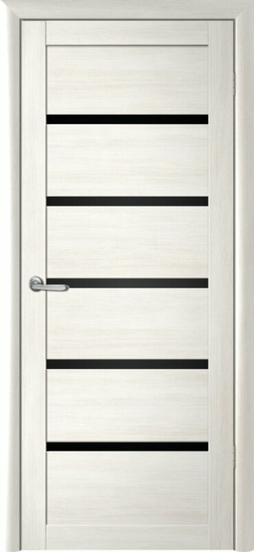Межкомнатная дверь (комплект) Albero Вена Эко-Шпон / Белый кипарис / Черное стекло 70х200