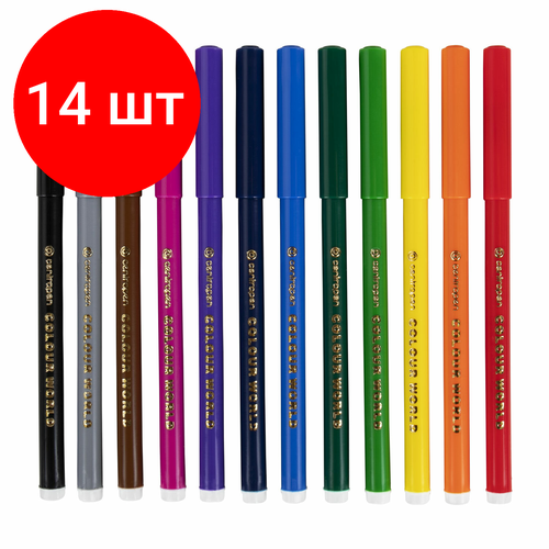 Комплект 14 шт, Фломастеры 12 цветов CENTROPEN Colour World, круглые, смываемые, 7550/12TP, 7 7550 1284