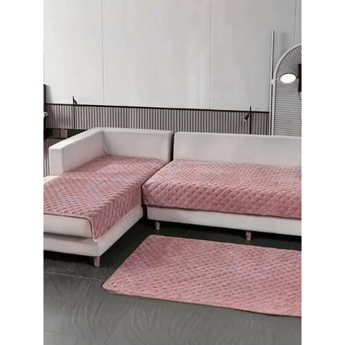 Комплект велюровых дивандеков 90х160 2 шт 90х210 DIV-003 чайная роза Elintale чайная роза Комплект накидкок 90х16090х210 4400₽