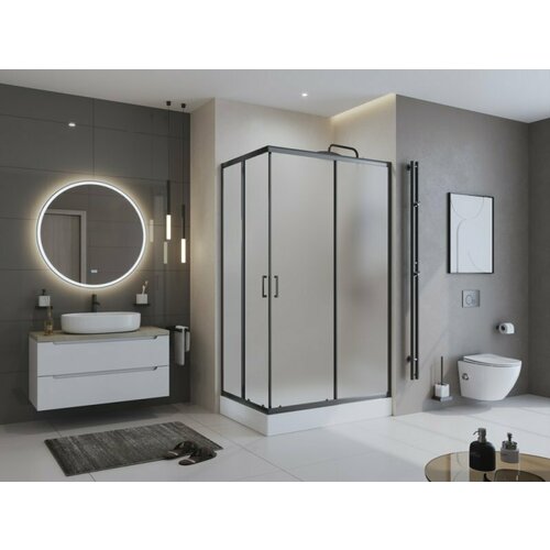 Душевой уголок BelBagno Uno-195 120x90 UNO-195-AH-2-120/90-P-NERO стекло матовое, профиль черный, без поддона