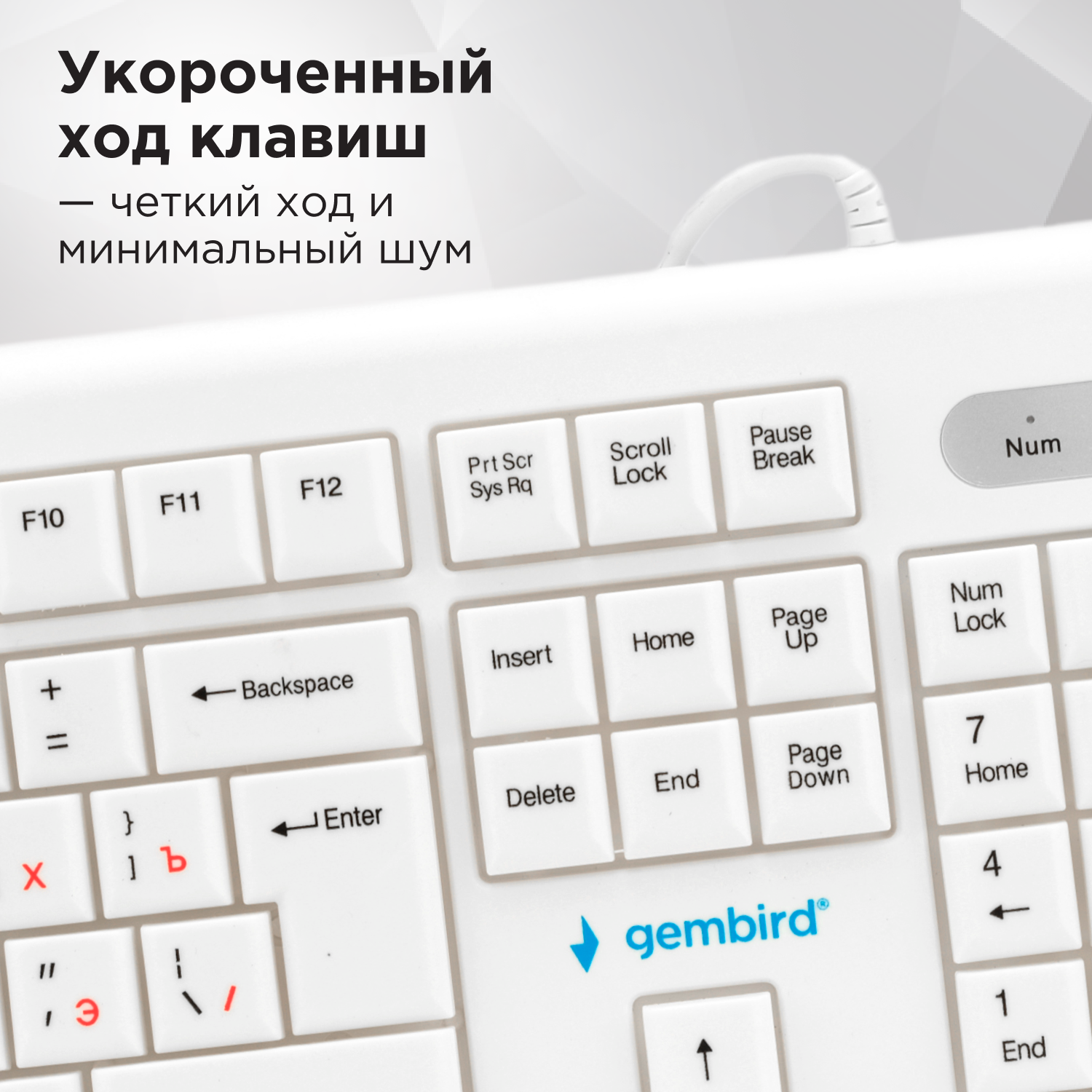 Клавиатура Gembird бежевая/белая, USB, 104 кл, 1,45 м - фото №3