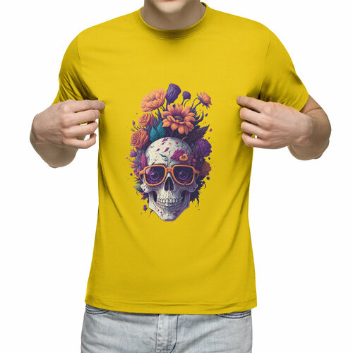 Футболка Us Basic, размер S, желтый мужская футболка череп украшенный растениями и цветами s черный