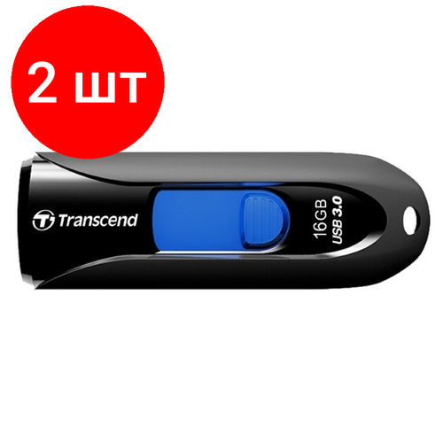 Комплект 2 штук, Флеш-память Transcend JetFlash 790, 16Gb, USB 3.1 G1, ч/син, TS16GJF790K флешка transcend jetflash 380g 16 гб 1 шт золотистый