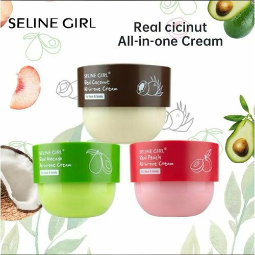 Selin Girl Real Fruits Многофункциональный крем - суфле для ухода за кожей лица, шеи и зоны декольте и тела, Восхитительный Кокос, 550 гр. zeitun крем масло для рук тела ног и лица увлажняющее баттер насыщенный питательный с маслом кокоса и ши пчелиный воск 55 мл